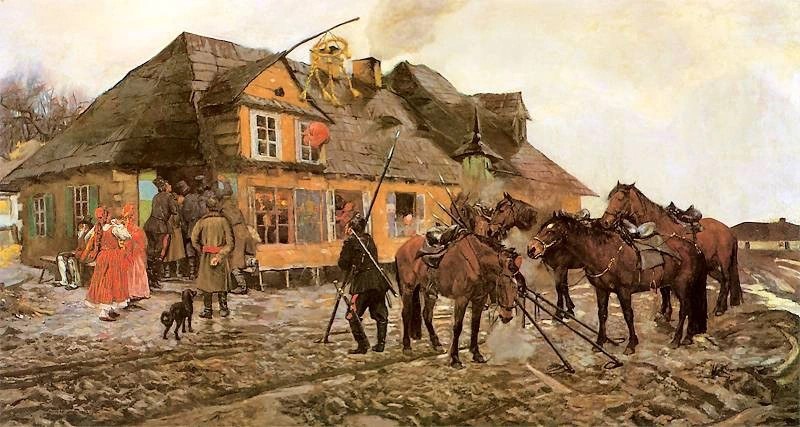 Przed karczmą / Pejzaż jesienny, 1882 olej na płótnie Muzeum Okręgowe w Bydgoszczy